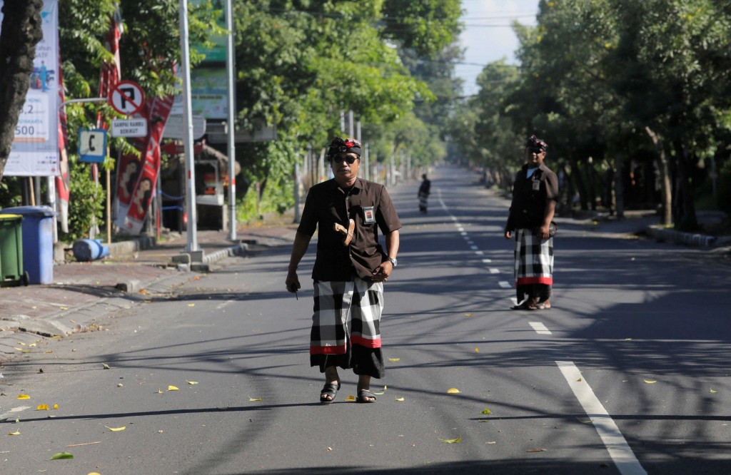 Nyepi day and the pecalang road patrols
